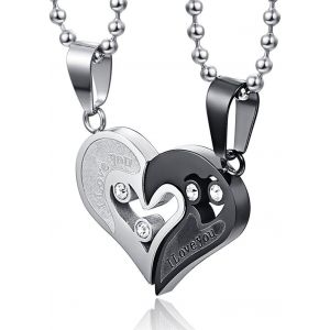 Trahoo-Nehzus En Acier Inoxydable Pour Homme Femme Couple Collier Pendentif C?ur Cz Puzzle Assorti - Neuf