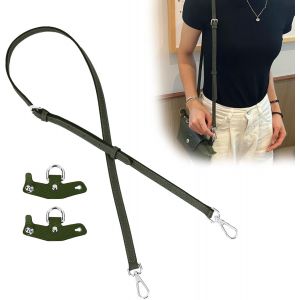 Nzqaf-Bandoulière En Cuir Véritable Pour Longchamp, Bandoulière En Cuir Pour Femme, Longueur Réglable, Boucle De Porte Dorée, Cognac, 95 À 120 Cm, Avec Boucles En Cuir En Forme De L, Vert Forêt - Neuf