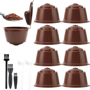 Cmws-9 Pièces Dosettes De Café Réutilisables Avec 2pcs Louche En Plastique Et 3pcs Brosse De Nettoyage Filtre De Café Réutilisable Capsules Réutilisables Filtres Pour Cafetière Nescafe Dolce Gusto - Neuf