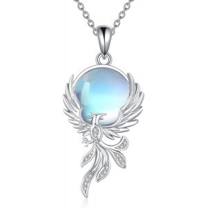 Axolotl Collier Pour Femme En Argent Sterling 925 Avec Pendentif Pierre De Lune Mignon Axolotl - Neuf