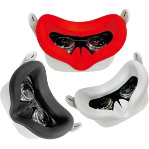 Lot De 3 Masques Faciaux En Silicone Vr Pour Oculus Quest 2, L&eacute;gers Et Fins, Imperm&eacute;ables Et Anti-Salissures (Noir + Gris + Rouge)[Z1331] - Neuf