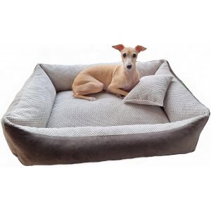 Dog Bed For Small Animals Sofa For Dogs Removable And Washable Cover (Beige/Brown, 60 X 40 Cm) - Neuf