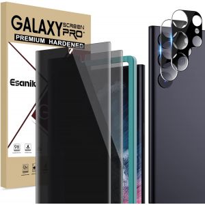 KALANKA-Protection &Eacute;cran Anti Espion pour Samsung Galaxy S22 Ultra, 2 Pi&egrave;ces PET Film de Protection Ecran Privacy Filtre et 2 Pi&egrave;ces Cam&eacute;ra Arri&egrave;re Protecteur, avec Outil D'installation - 6,8 - Neuf
