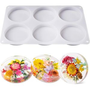 Moules &Agrave; Sous-Verre En R&eacute;sine Extra Profonde En Silicone, 10,2 Cm De Large, 6 Cavit&eacute;s Pour R&eacute;sine, Moules Ronds En &Eacute;poxy Pour Dessous De Verre, Loisirs Cr&eacute;atifs - Neuf