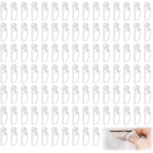 100 Pièces Crochet Rideau Rail Glisseurs pour Rail à Rideaux Plastique roulettes à Rideaux Blanc Tringle à Rideau Coulissant Crochet Forte Capacité de Charge Attache Rideaux Accessoires (100) - Neuf
