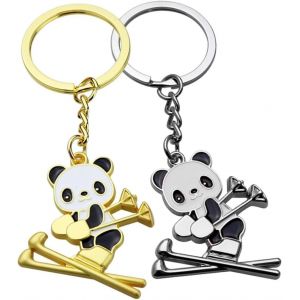 KAL-2 Pièces Pendentif Ski Panda Porte-Clés Animaux Pendentif Porte-Clés Pendentif Panda Boucle De Clé Porte-Clés Panda Alliage De Zinc - Neuf