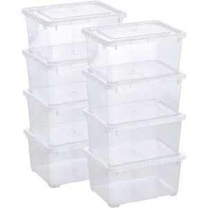 Tianyi-Lot De 8 Boites De Rangement Avec Couvercle - 1,7 L (Xs) - Caisses Empilables En Plastique Transparent - Pour Pour Chaussures De Bébé, Jouets, Bricolage - Neuf