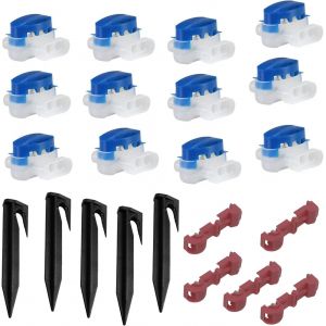 SUBZONAL-22 pi&egrave;ces connecteur de c&acirc;ble crochet de terre ant clip de c&acirc;blage, connecteur de c&acirc;ble, accessoires de connecteur de c&acirc;ble de tondeuse &agrave; gazon robot, connecteur &eacute;tanche 314 - Neuf