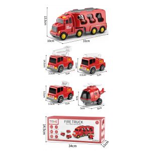 Camion Transporteur avec V&eacute;hicules d&rsquo;Ing&eacute;nierie Jouet &Eacute;ducatif avec Pelleteuse, Bulldozer et Accessoires pour Gar&ccedil;ons - Neuf