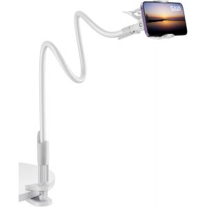 Support T&eacute;l&eacute;phone &Agrave; Col De Cygne, Support Telephone Portable Pour Lit, Support De Bras Paresseux 360 Pour T&eacute;l&eacute;phones Compatible Avec Iphone, Samsung, Appareils &Agrave; &Eacute;cran De 4"" &Agrave; 7"" (Blanc) - Neuf