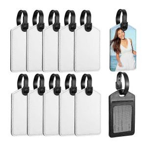 Sublimation Bagages Étiquettes Blanc Transfert de Chaleur PU Cuir Étiquette Nom Vierge Valise Étiquettes Entreprises - Neuf