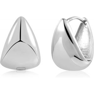Kal-Boucles D'oreilles Créoles En Argent 925, Créoles Épais Petit Grand, Boucles D'oreilles Huggie, Chunky, Hypoallergénique, Plaqué Or 14 Carats, Pour Femme - Neuf
