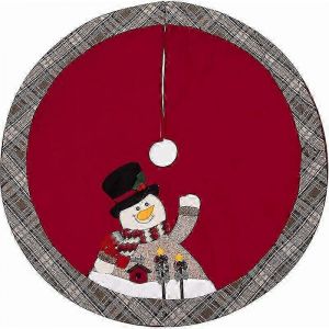 Jupe de sapin de No&euml;l ronde de 104 cm (41 pouces) avec d&eacute;corations festives de bonhommes de neige - Neuf