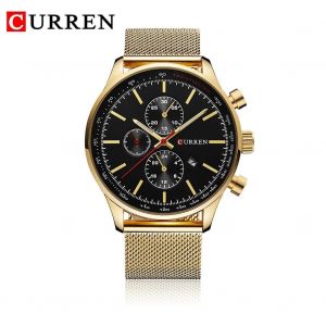 Curren Hommes Homme Analogique Quartz Montre Bracelet Acier Alliage Bo&icirc;tier Montre-Bracelet (Bo&icirc;tier Or + Cadran Noir) - Neuf