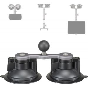 VornixorSarlshop-Ventouse pour Voiture avec Adaptateur de Boule d'un Pouce, Double Ventouse Compatible avec Les Bras &agrave; Double Prise RAM MOUNTS, pour Montage sur Le Pare-Brise de la Voiture. - Neuf