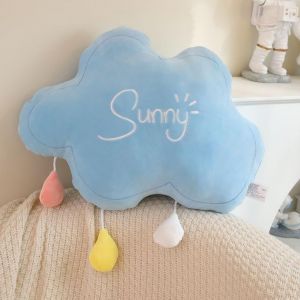 Cauc-Coussin En Forme De Nuage Arc-En-Ciel, En Peluche Douce, Garni D'arc-En-Ciel Et Lune, D&eacute;coration De Chambre D'enfant, Table De Chevet, Canap&eacute;, Coussin, Couleur Bonbon (Nuages) - Neuf