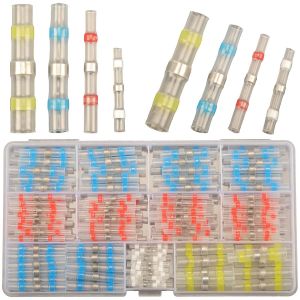 200pcs Connecteur Bout à Bout Thermorétractable,Cosses Electriques à Sertir Thermorétractables,Étanche Connecteurs de Fil à Souder Cosse Thermosoudable Kit de Connecteurs de Bornes de Qualité Marine - Neuf