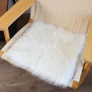 KALANKA-Tapis en fourrure synthétique, en peau de mouton moelleuse, lavable, pour salon, chambre à coucher, chaise, lit, canapé décoratif, 45 x 45 cm - Neuf