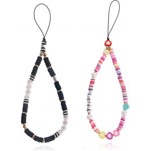 Kal-2 Pi&egrave;ces Bracelet De T&eacute;l&eacute;phonecharme De T&eacute;l&eacute;phonepour T&eacute;l&eacute;phone Portable Avec Perles En Pierre Cr&eacute;atives. - Neuf