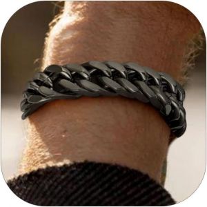 Eryi-Chaîne Bracelet Homme En Acier Inoxydable 19/21/23 Cm - Grosse Gourmette À Maille Cubaine De 8/12/17 Mm - Bijou Punk Cadeau Parafit - Neuf