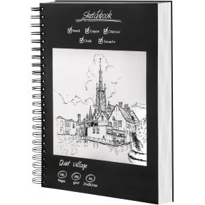 Mevronisshop-Carnet De Dessin A4 &iquest; Cahier De Dessin Premium, 50 Feuilles/100 Pages, 200 G/M&sup2;, Carnet De Croquis &Agrave; Spirale, Carnet Aquarelle Pour Artistes & Designers, Papier Dessin Id&eacute;al Pour Esquiss - Neuf
