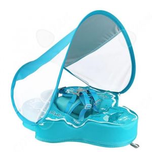 C Anneau de natation 50x50x10cm bou&eacute;e de natation non gonflable bou&eacute;e piscine avec parasol amovible pour gar&ccedil;ons filles 4-48 mois - Neuf