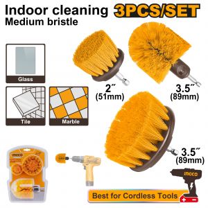 INGCO - Ensemble de 3 brosse &agrave; poils moyens Tige hexagonale - Neuf