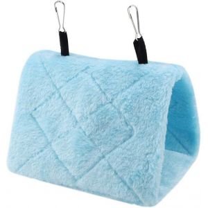 Nid D'oiseau Chaud D'hiver, Cabane Suspendue, Hamac, Cage À Pinsons, Refuge En Peluche Pour Hamster, Perroquet, Ara, Perruches (Bleu, M) - Neuf
