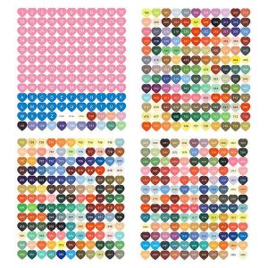 Ensemble D'&eacute;tiquettes Autocollantes,&Eacute;tiquettes En Forme De Coeur,Autocollants Num&eacute;rot&eacute;s Color&eacute;s B - Neuf