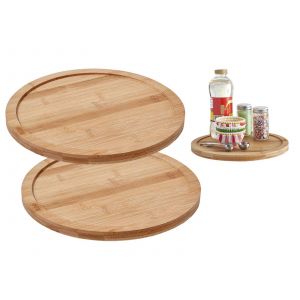 Plateau Tournant En Bambou Lazy Susan Pour La Cuisine Et Le Rangement - Neuf