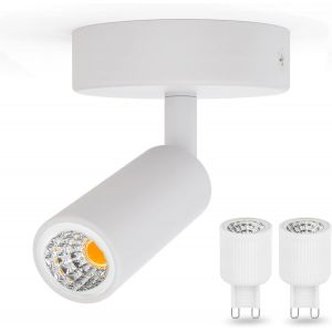 1 Spot De Plafond Avec 2 Ampoules Led G9, Spot Mural, Plafonnier Spot Mural, Pivotant Industriellement À 350° Pour Salon, Cuisine, Chambre, Ampoule, Salon, Blanc Chaud, Non Dimmabl[AMP747888] - Neuf