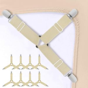 Kaki-8 Pièces Bretelles Réglables Pour Drap De Lit Triangle Élastique Sangles De Drap De Lit - Neuf