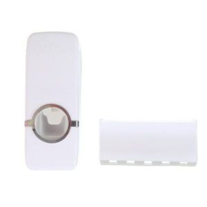 Ensemble Distributeur De Dentifrice Et Porte-Brosse &Agrave; Dents - Lot De 3 - Blanc - Neuf