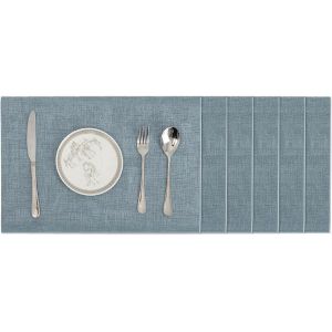 Sjzg-Sets De Table En Similicuir Lot De 6, Sets De Table R&eacute;sistants &Agrave; La Chaleur Tapis De Table &Agrave; Manger Lavables Imperm&eacute;ables Et Essuyables Set De Table Antid&eacute;rapant, Bleu - Neuf