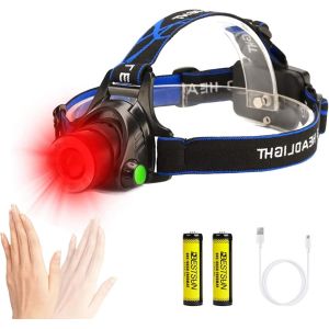 Lampe Frontale Led Rechargeable 800 Lumens Lampe Frontale Rouge Avec Capteur De Mouvement & 3 Modes, Lampe Torche Frontale De Lumi&egrave;re Rouge Pour Chasse, P&ecirc;che, Astronomie - Neuf