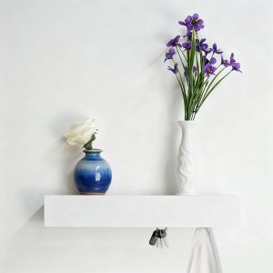 Tableau &agrave; cl&eacute;s avec &eacute;tag&egrave;re, porte-manteau, &eacute;tag&egrave;re &agrave; cl&eacute;s comme meuble mural pour couloir, chambre et salon, porte-manteau mural (blanc) - Neuf