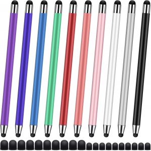 Lot De 10 Stylets Universels Pour &Eacute;crans Tactiles Pour Ipad/Iphone/Smartphones Et Tablettes, Compatibles Avec Tous Les &Eacute;crans Tactiles Capacitifs (10 Couleurs) - Neuf