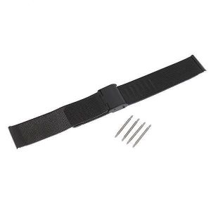 2xmesh Stainless Steel Bracelet Wrist Watch Band Strap Safety Clasp Black 20mm - Neuf
