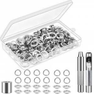 100 Sets Of 10mm Eyelet Sets With Installation Tools For Tarpaulin, Fabric And Curtain Repair - Neuf