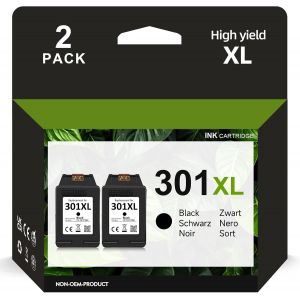 301XL Cartouche d'encre Noire,301XL Compatible avec HP 301 Cartouches d'encre pour Envy 5530 4500 5532 4504 4507 DeskJet 1000 1050 2540 3050 OfficeJet 2620 2622 4630 4632 (2 Noir) - Neuf