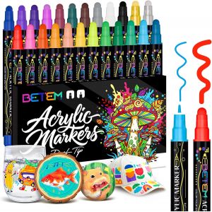 24 Couleurs Feutre Acrylique &Agrave; Double Pointe, Stylo Marqueur Peinture Acrylique Pour Bois, Toile, Pierre, Tissu, Peinture Sur Roche, Verre, Surfaces En C&eacute;ramique, Objets Artisanaux Diy - Neuf