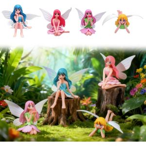 Mevronisshop-Figurines Elfe 4pcs, Figurines F&eacute;e Pour D&eacute;coration Jardin F&eacute;es Statue, Figurine De Jardin Ext&eacute;rieur & Accessoires F&eacute;erique, Petites D&eacute;co Et Figurine F&eacute;es Pour Cadeaux - Neuf