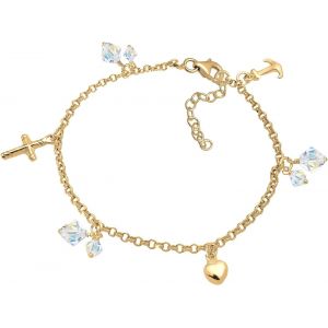 Bracelet Femmes Croix C?ur Ancre Avec Cristaux En Argent Sterling 925 - Neuf
