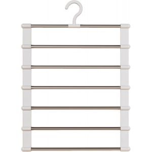 LETNERNY-Lot De 4, 6 Cintres De Rangement Pour Placard, Gain De Place, 6 Couches, En Acier Inoxydable, Économ ur D'Espace Pour Jeans, Blancs - Neuf