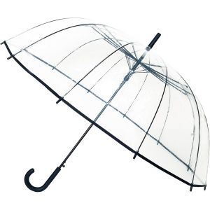 Grand Parapluie Long Transparent - Résistant au Vent ; 12 baleines ; Diamètre=102cm ; Ouverture automatique ; Parapluie femme ; idéal mariage ; Couleur liseré BLANC - Neuf