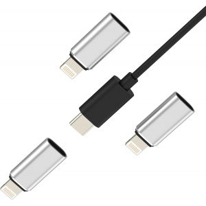 TRAHOO-Lot de 3 adaptateurs Lightning m&acirc;le vers USB C femelle pour iPhone 14, 13, 12 Pro Max, 7, 8 Plus, iPad Pro, tablette de type C, c&acirc;ble de charge pour Apple MFi, chargeur de donn&eacute;es certifi&eacute; - Neuf