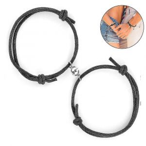 Bracelets De Couple Pendentifs &Agrave; Breloques Magn&eacute;tiques Bracelet En Corde Tress&eacute;e Avec Cloches Magn&eacute;tiques V?Ux D'amour &Eacute;ternel Charms 1 Paire Pour Femmes Hommes - Neuf