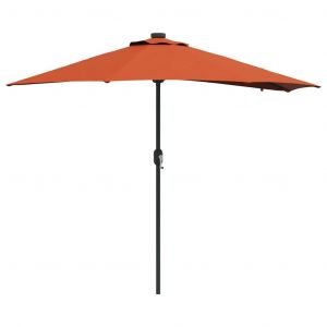 Parasol De Jardin Pliable Moderne 294 X 150 X 223 Cm Avec M&eacute;canisme &Agrave; Manivelle Style Contemporain En Polyester Terre Cuite Helloshop26 02_0058663 - Neuf
