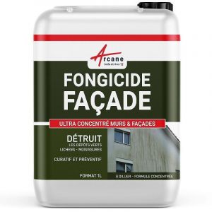 Fongicide concentr&eacute; Anti d&eacute;p&ocirc;t vert pour murs fa&ccedil;ade - &Eacute;limine aussi algues et lichens - ANTI-MOUSSE 1 L (jusqu a 250m&sup2;) - Neuf