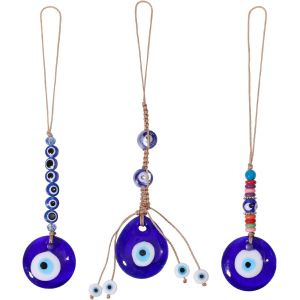 KALANKA-3 Ornement de Voiture ?il Mal&eacute;fique en Verre Bleu Pendentif en Forme de Larme Perles ?il Mal&eacute;fique D&eacute;coration pour R&eacute;troviseur Accessoire Mural Ou D&eacute;coration Int&eacute;rieure - Neuf